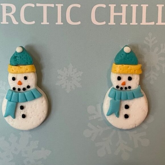 HILDIE & JO Arctic Chill Post Earrings Featuring Snowman & Sweater Designs - Picture 4 of 12